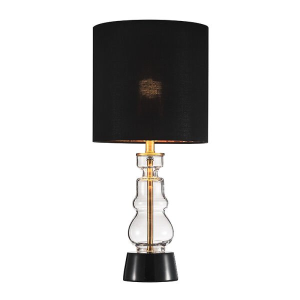 Modern Cam Gövdeli Abajur – Siyah / Amber / Şeffaf Cam Seçenekleri