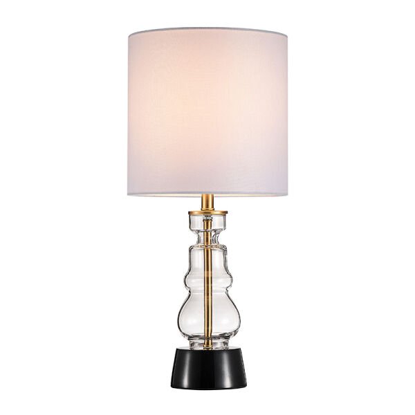 Modern Cam Gövdeli Abajur – Siyah / Amber / Şeffaf Cam Seçenekleri