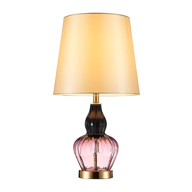 Lüks Vintage Kristal Cam Abajur - Renkli Gövdeli Modern Masa Lambası