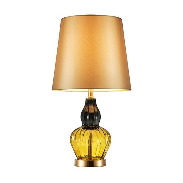 Lüks Vintage Kristal Cam Abajur - Renkli Gövdeli Modern Masa Lambası