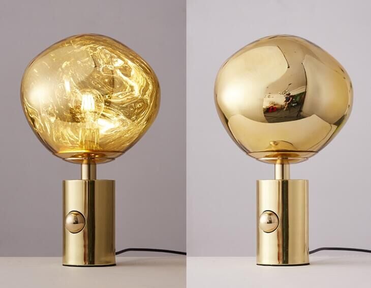 Vintage Kristal Cam Abajur - Renkli Gövdeli Lüks Masa Lambası