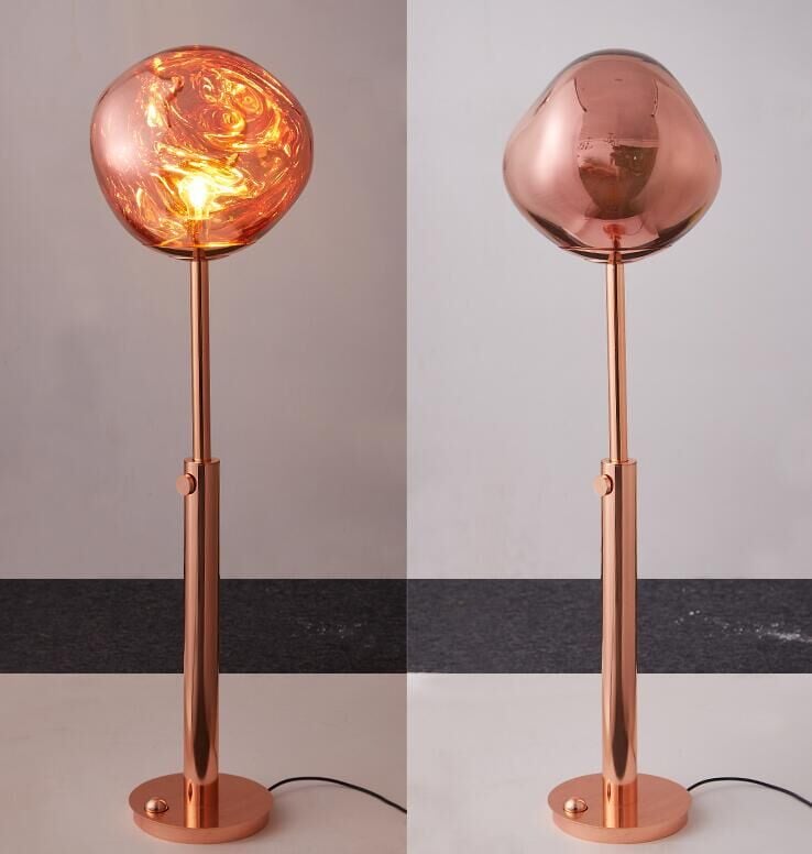 Modern Rose Gold Küre Lambader - Tasarım Metal Ayaklı Köşe Aydınlatması