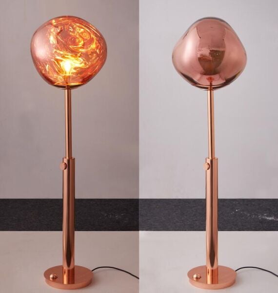 Modern Rose Gold Küre Lambader - Tasarım Metal Ayaklı Köşe Aydınlatması