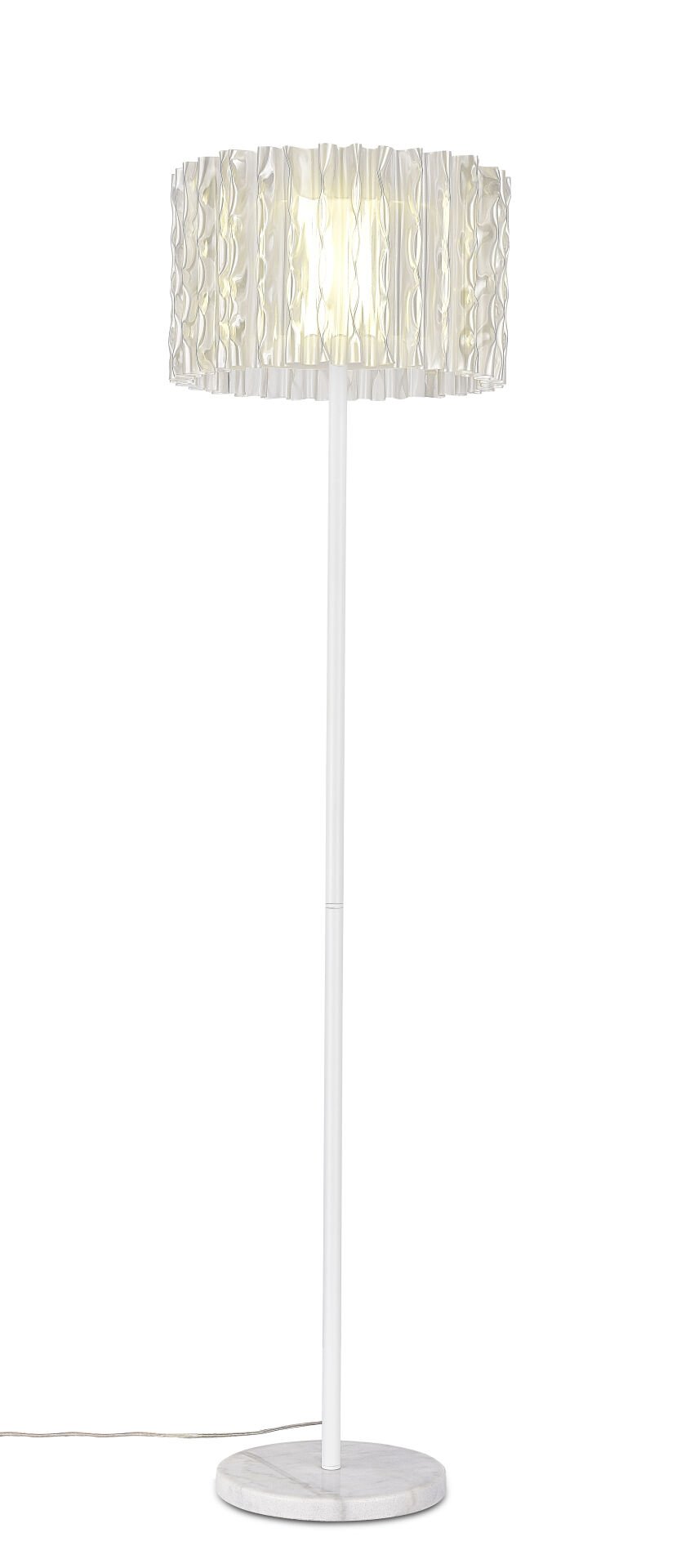 Kristal Efektli Beyaz Lambader - Mermer Tabanlı Modern Köşe Aydınlatması