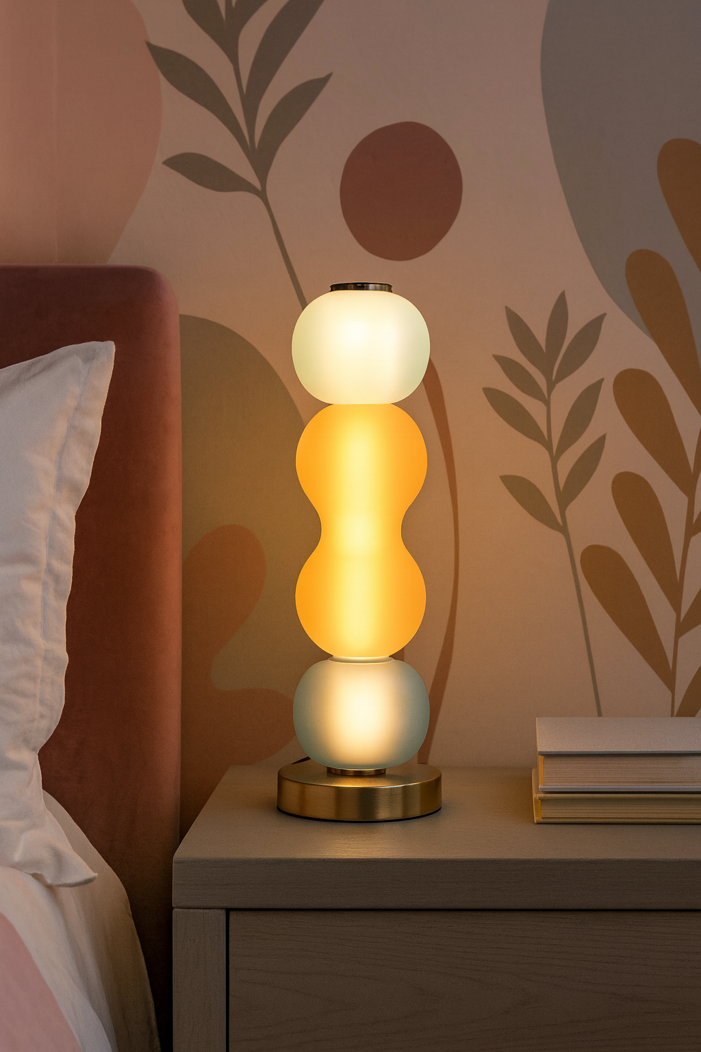 Renkli Cam Yatak Başı Abajur 17144T-B