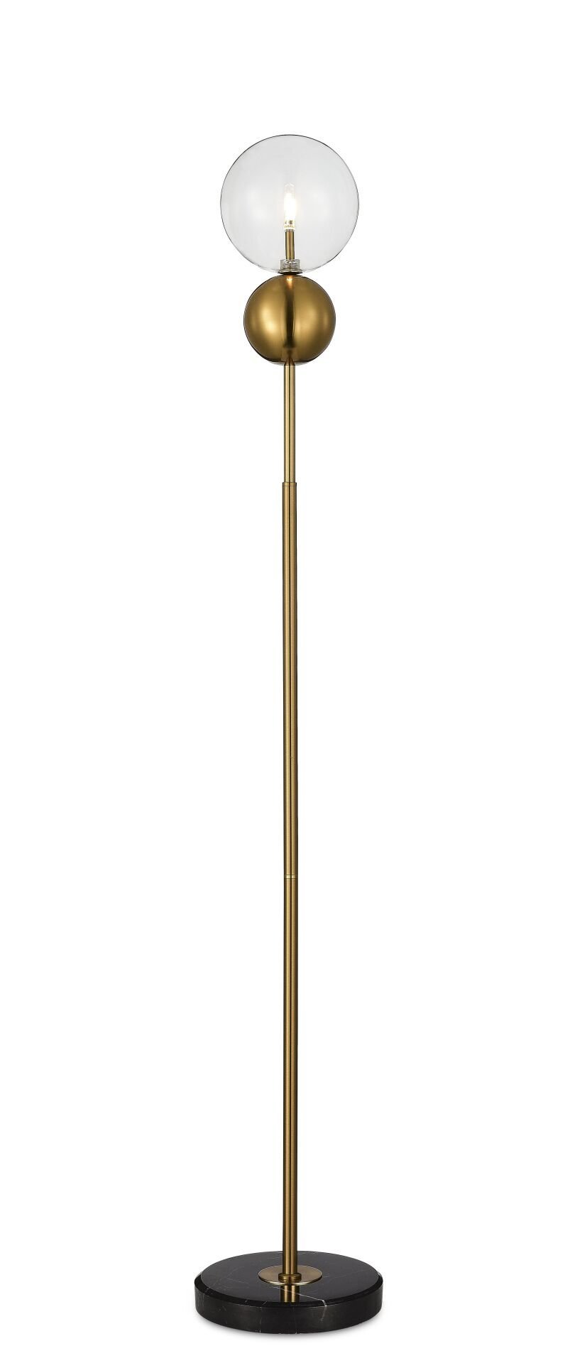 Lüks Gold Küre Lambader - Siyah Mermer Tabanlı Modern Salon Aydınlatması