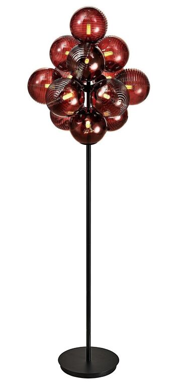 13'lü Nervürlü Cam Küre Lambader - Modern Siyah Gövde Tasarım Aydınlatma