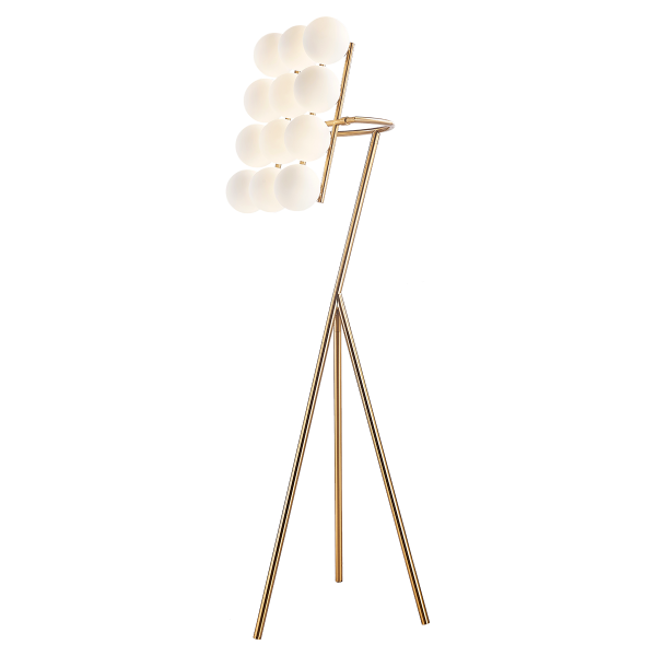 Küre Camlı Gold Tripod Lambader 12'li