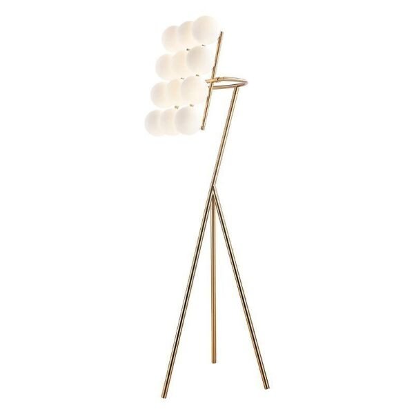 Küre Camlı Gold Tripod Lambader 12'li