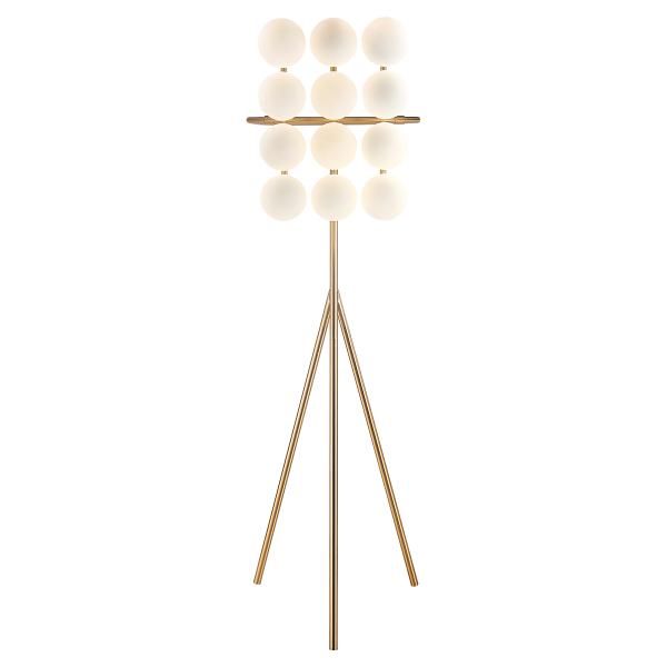 Küre Camlı Gold Tripod Lambader 12'li