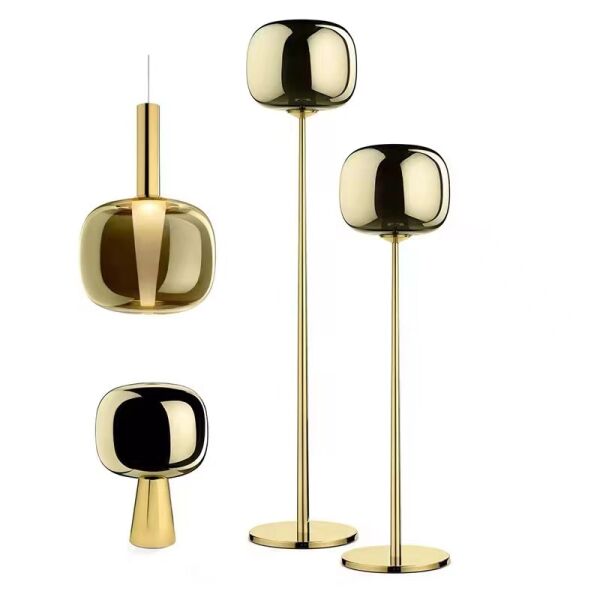 Çift Başlıklı Lambader - U Form Tasarım Rose Gold & Siyah Köşe Lambası