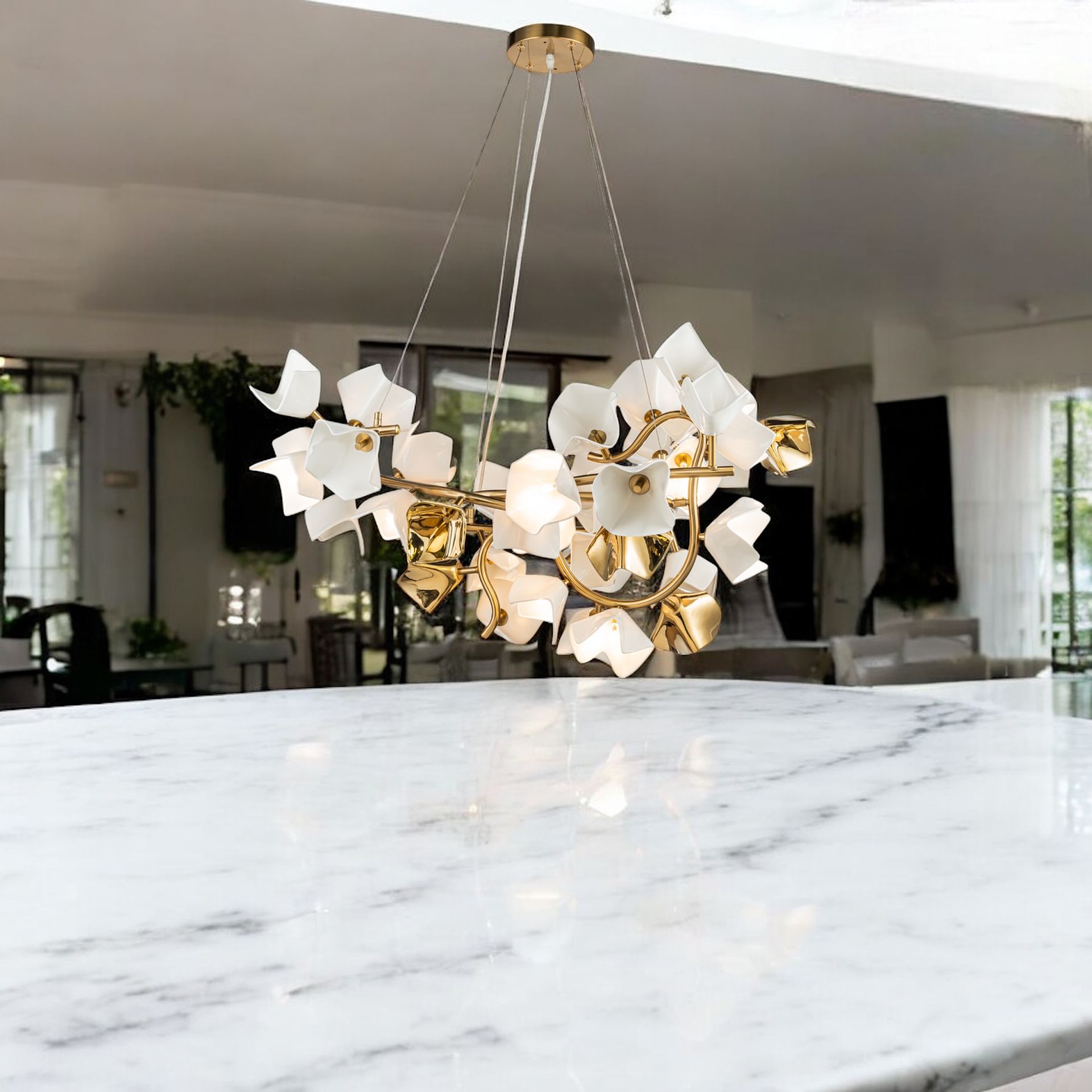 Çiçekli Seramik Sarkıt Avize 82080-D800