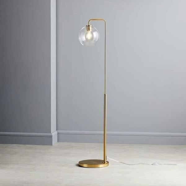 Cam Küre Başlıklı Pirinç Lambader