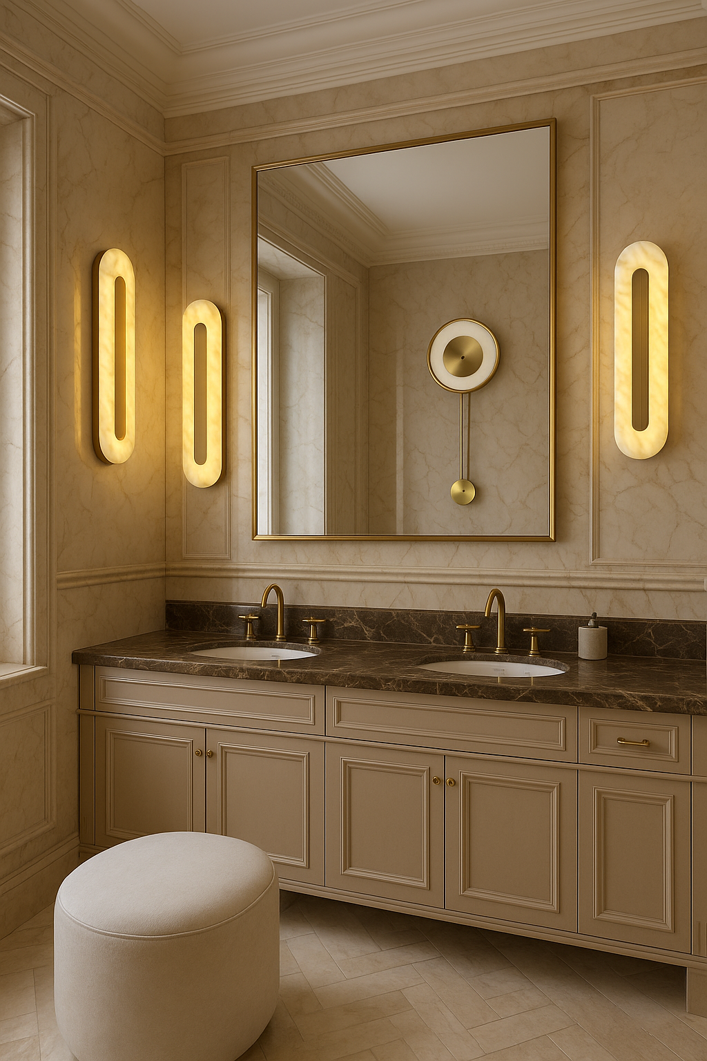 Elips Lazerli Mermer Aplik