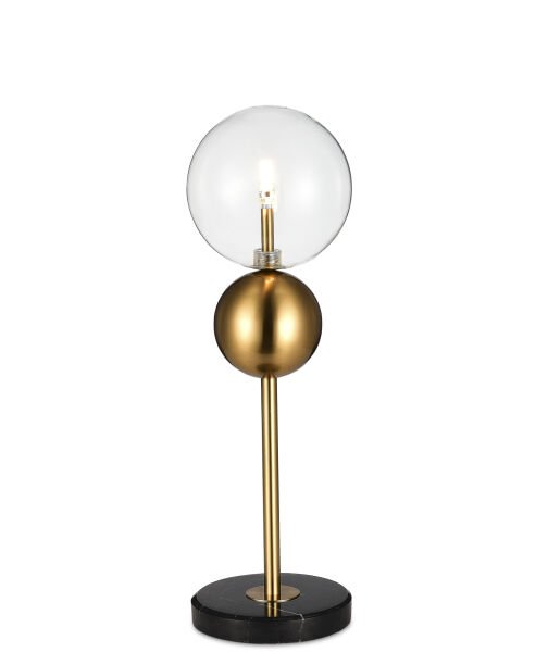 Besa Modern Cam Küre Masa Lambası – Gold Metal Gövde, Mermer Tabanlı Dekoratif LED Masa Lambası