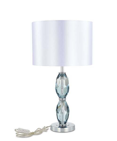 Modern Kristal Ayaklı Masa Lambası – Şeffaf Cam Gövde, Krom Detaylı, Abajurlu Dekoratif Masa Lambası