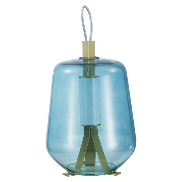 Modern Cam Masa Lambası – Gold Detaylı Dekoratif LED Aydınlatma | Şarjlı & Taşınabilir