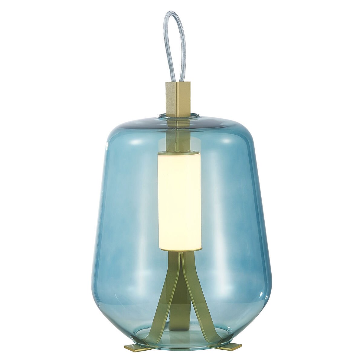 Modern Cam Masa Lambası – Gold Detaylı Dekoratif LED Aydınlatma | Şarjlı & Taşınabilir