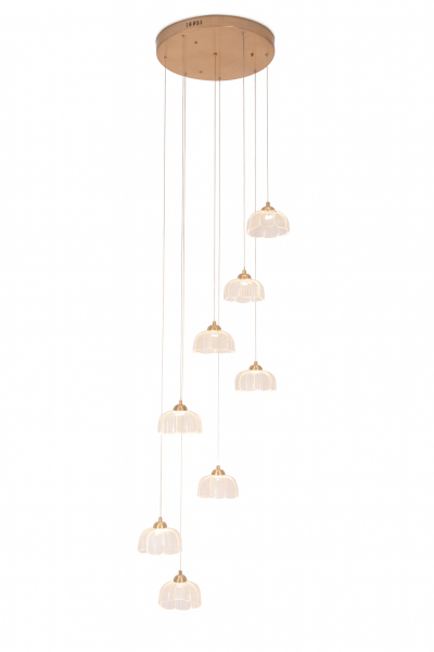 10'lu Akrilik Çiçek Sarkıt Avize – Organik Çiçek Formunda, Dekoratif ve Görkemli Işık Kümesi