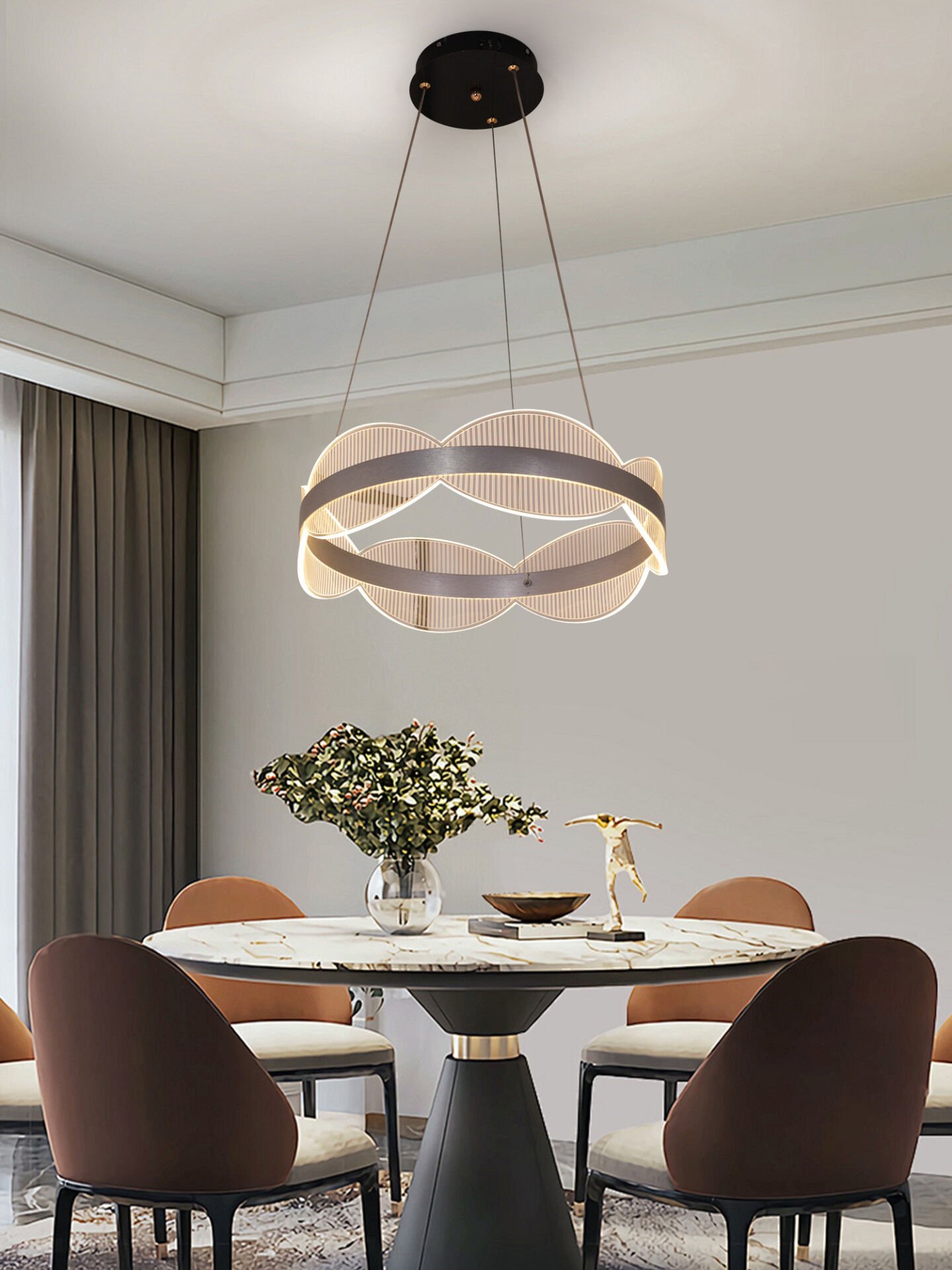 Minimalist Yuvarlak Akrilik Sarkıt Avize Ayarlanabilir LED