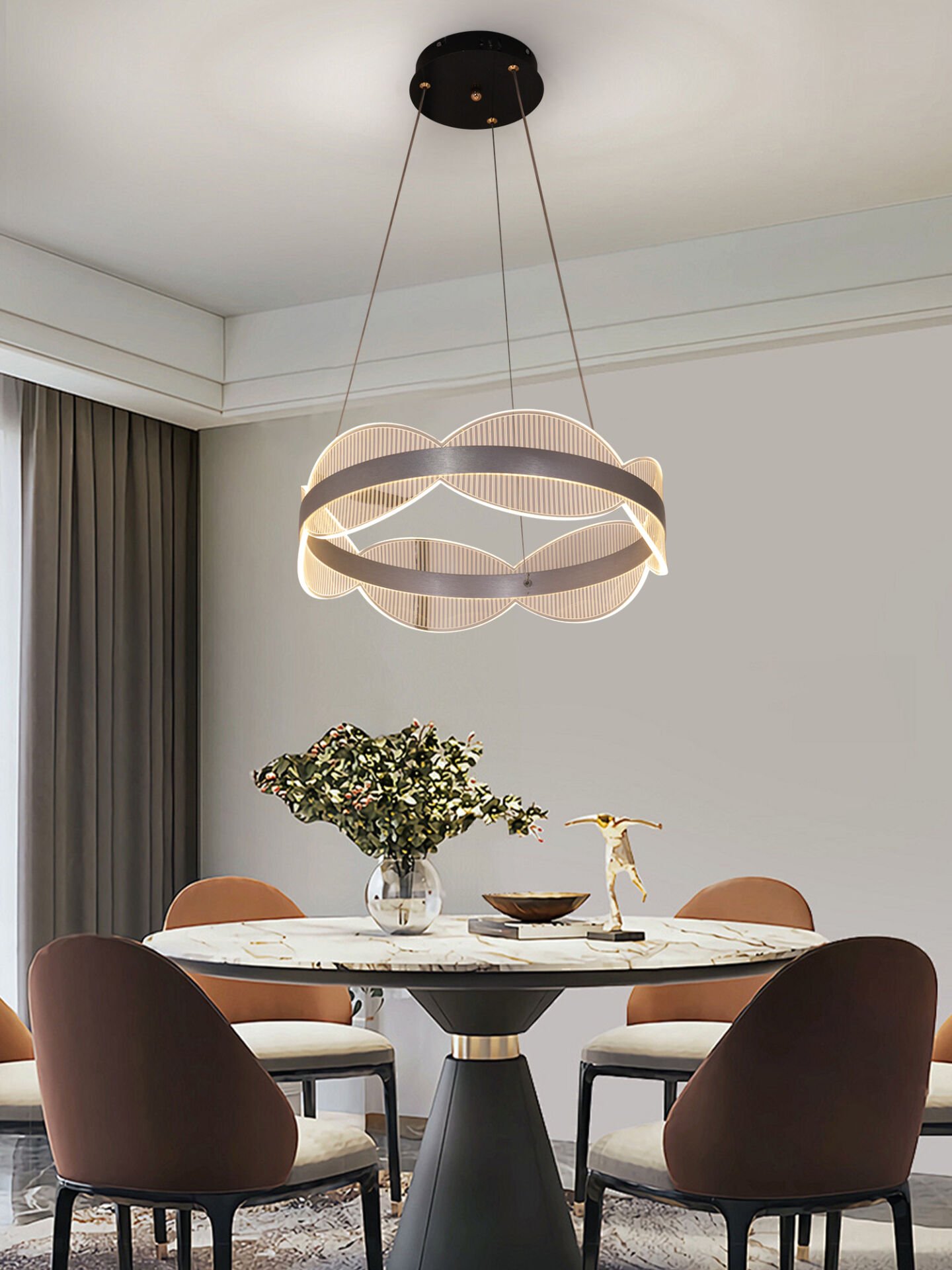 Minimalist Yuvarlak Akrilik Sarkıt Avize Ayarlanabilir LED