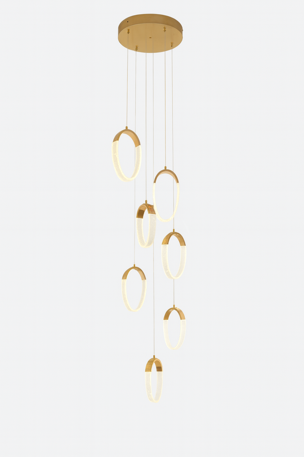 10'lu Halka Sarkıt Avize – Minimalist, Geometrik ve Modern Yapıda Çarpıcı Merkezi Aydınlatma