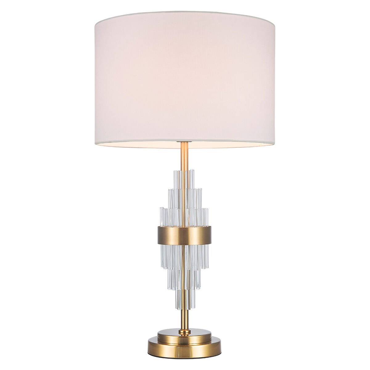 Lüks Masa Lambası – Cam Detaylı, Altın Renk Metal Gövdeli