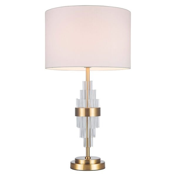 Lüks Masa Lambası – Cam Detaylı, Altın Renk Metal Gövdeli