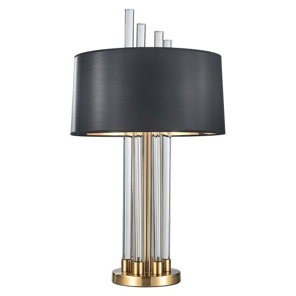 Modern Art Deco Gold Masa Lambası - Siyah Şapkalı Kristal Cam Boru Tasarımlı Abajur