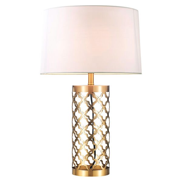 BT21108 Kristal Küre Detaylı Gold Masa Lambası - Keten Şapkalı Lüks Abajur