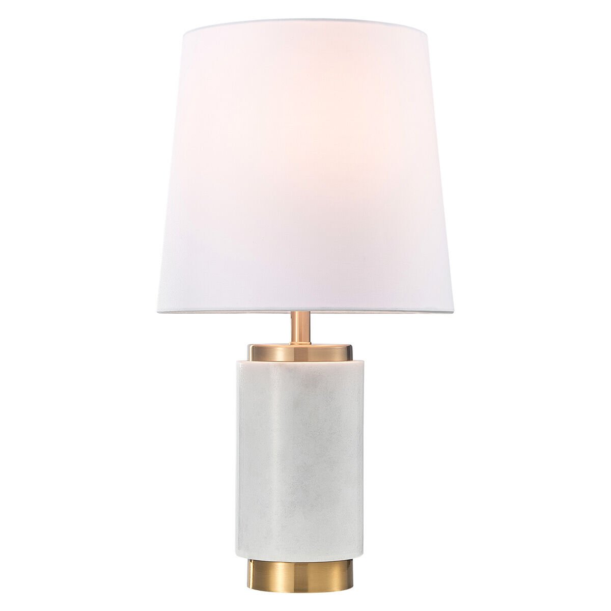 BT21404 Lüks Mermer Gövdeli Gold Şeritli Masa Lambası - Dikdörtgen Şapkalı Dekoratif Abajur