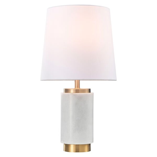 BT21404 Lüks Mermer Gövdeli Gold Şeritli Masa Lambası - Dikdörtgen Şapkalı Dekoratif Abajur