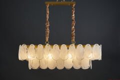 Dikdörtgen Dökme Camlı Sarkıt Avize – Yemek Masası ve Mutfak Adası İçin Sanatsal ve Dokulu Aydınlatma