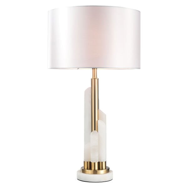 Lüks Tasarım Gold Metal ve Cam Sütunlu Masa Lambası - Dekoratif Ofis ve Salon Abajuru