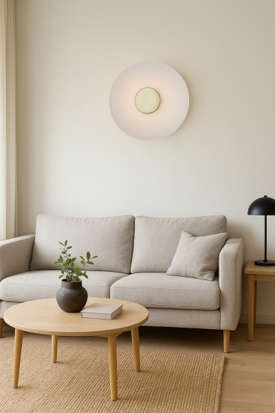 Besa 20 cm Alabaster Aplik | Koridor ve Yatak Odası İçin İdeal Boyutta Yuvarlak Duvar Lambası