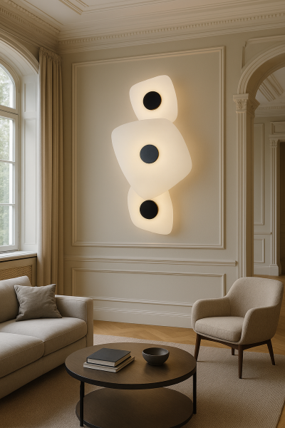 3 Katlı Alabaster Mermer Görünümlü Aplik – Heykelsi, Katmanlı ve Lüks Duvar Aydınlatması