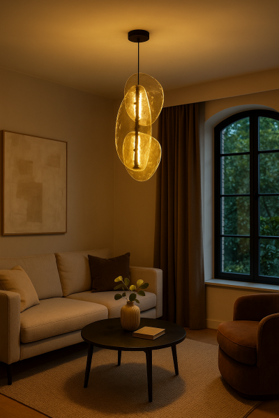 Dökme Cam Sarkıt Avize – Sanatsal Doku ve Benzersiz Yansımalar Sunan Modern Zanaat Lamba