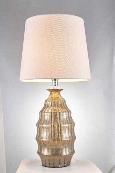 Cam Sütunlu Gold Masa Lambası