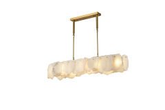 Dikdörtgen Alabaster Görünümlü Sarkıt Avize – Yemek Masası ve Mutfak Adası İçin Lüks ve Fonksiyonel Aydınlatma