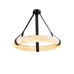 60 cm Çapında Deri Detaylı Seramik Alabaster Görünümlü Sarkıt Avize – Lüks, Dokusal ve Zamansız