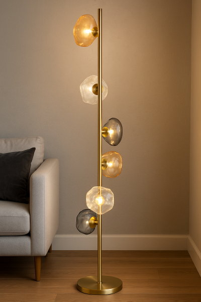 Su Balonu Lambader – Modern Balon Camlı Köşe Aydınlatması ve Dekoratif Salon Lambası