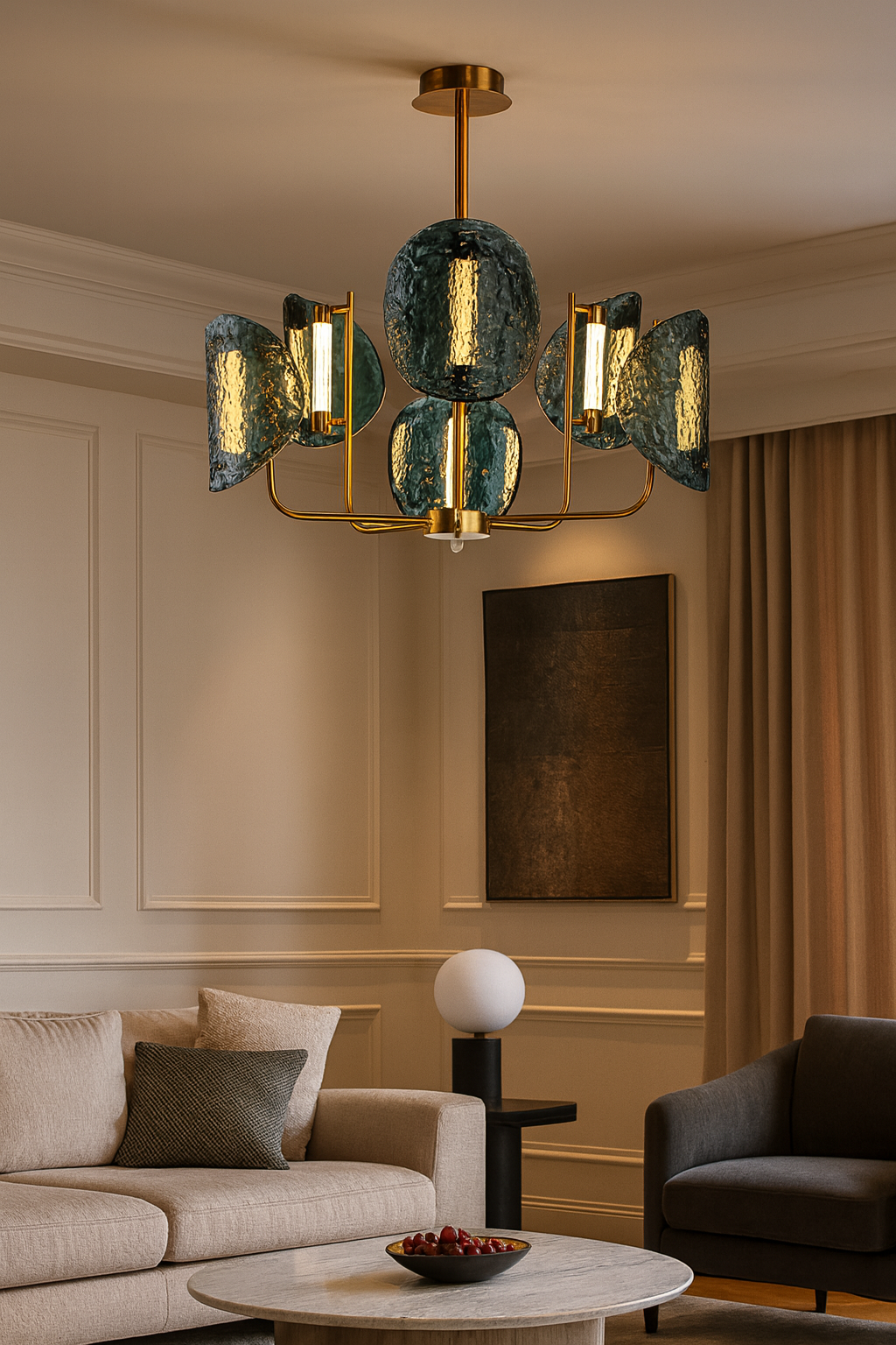 Besa 60 cm Döküm Cam Avize | Salonlar İçin Göz Kamaştırıcı ve Ağır Kalite Sarkıt Lamba