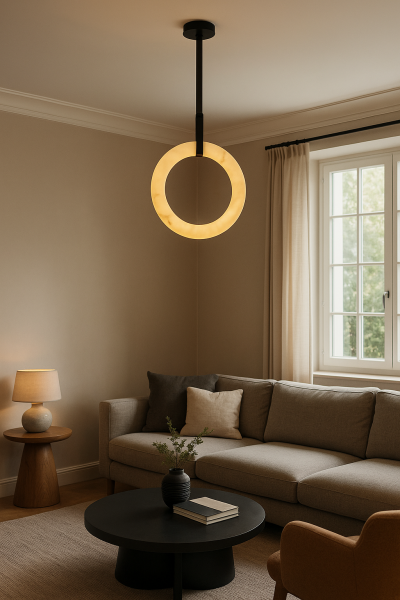 Alabaster Mermer Görünümünde Simit Sarkıt 50cm Çapında