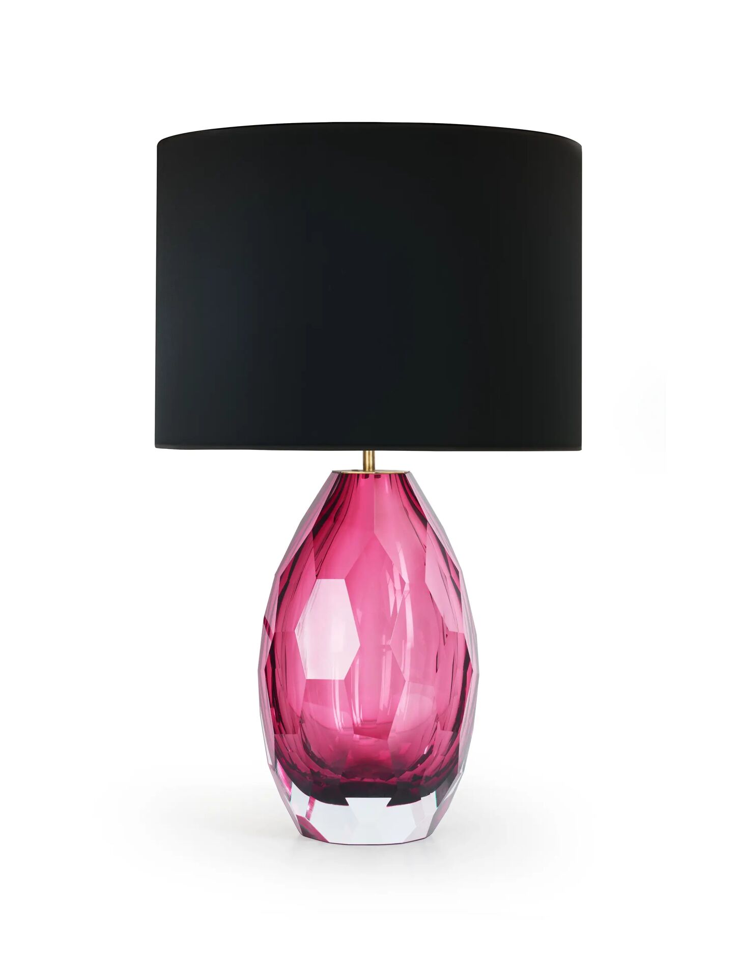 GT8243 Lüks Faseta Kesim Kristal Cam Masa Lambası - Siyah Başlıklı Dekoratif Abajur