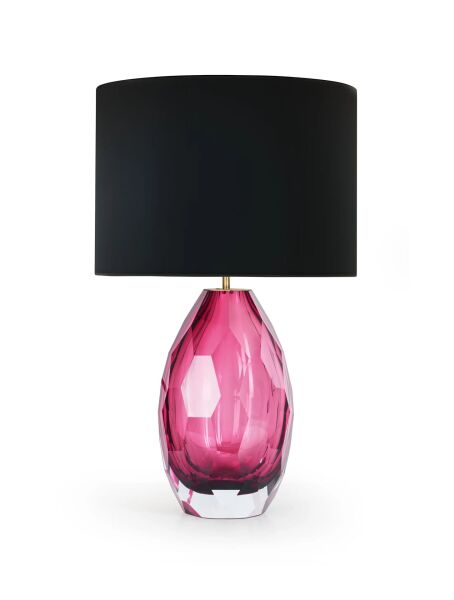 Besa GT8243 Lüks Faseta Kesim Kristal Cam Masa Lambası - Siyah Başlıklı Dekoratif Abajur