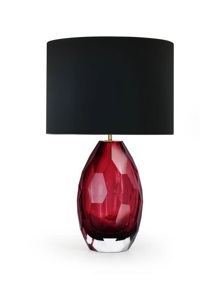 GT8243 Lüks Faseta Kesim Kristal Cam Masa Lambası - Siyah Başlıklı Dekoratif Abajur