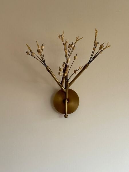 Ağaç Dalı Boncuk Aplik – Doğal ve Sanatsal Tasarım Lüks Rustik Duvar Lambası