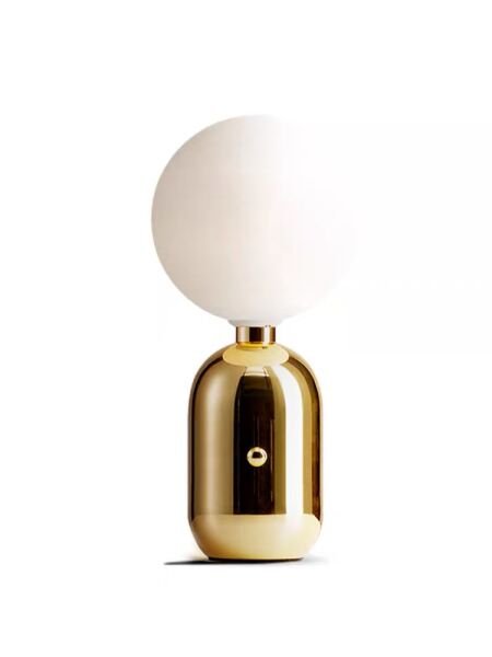 Besa GT8307 Modern Gold Kapsül Masa Lambası - Beyaz Cam Küre Başlıklı Şık Abajur