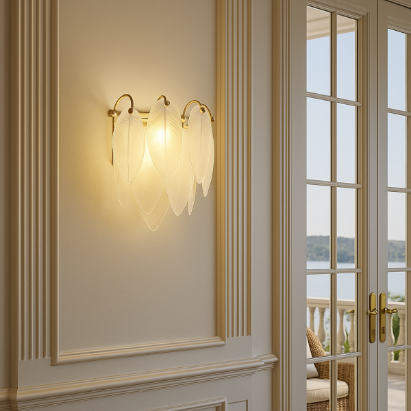 Tüy Aplik Duvar Lambası – Yumuşak Işık Yayan Romantik Yatak Odası ve Dekoratif Salon Aydınlatması