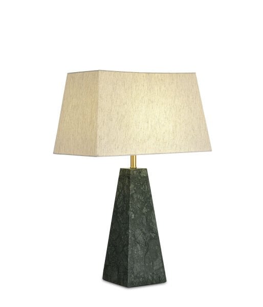 Doğal Traverten Ayaklı Masa Lambası | Bej / Kızıl / Yeşil Taş Gövdeli, Krem Kumaş Şapkalı Dekoratif Abajur (S–L)